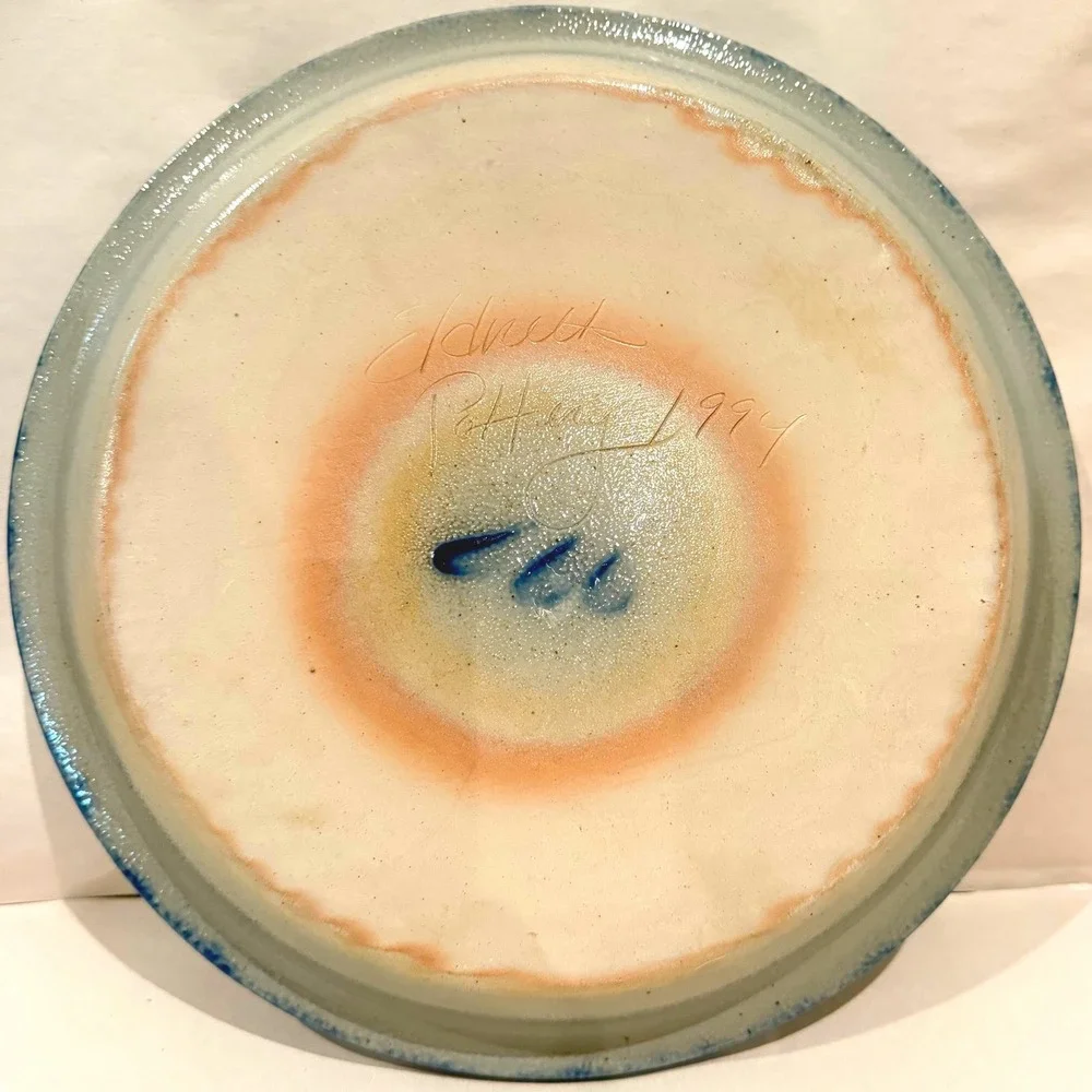 Eldreth Pottery 1994 Salt Glaze Stoneware Plate Winter House Folk Art Signed